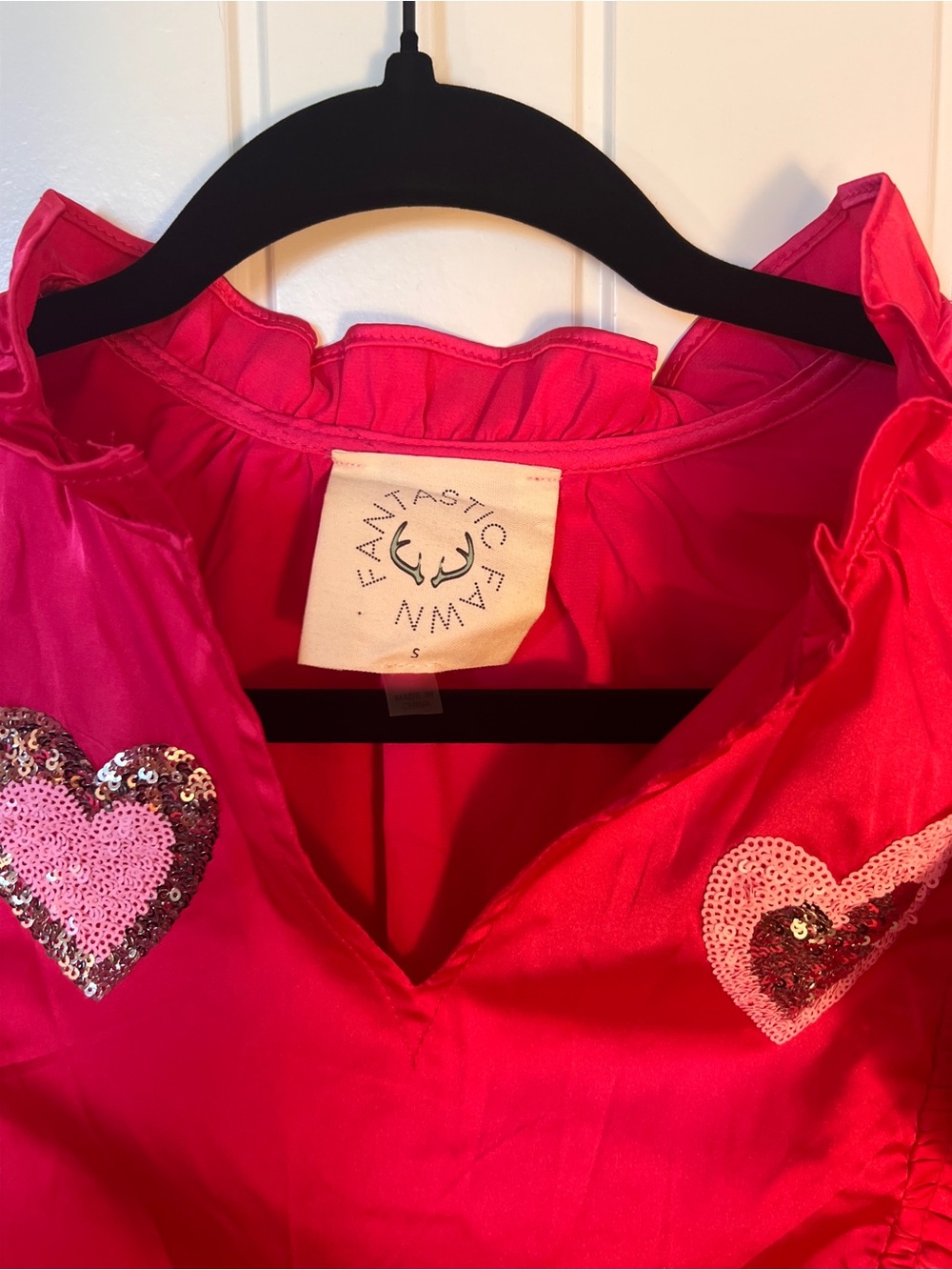 Fantastic Fawn Hot Pink Sequin Heart Ruffle Dress ($79 original) - Picture 10 of 13